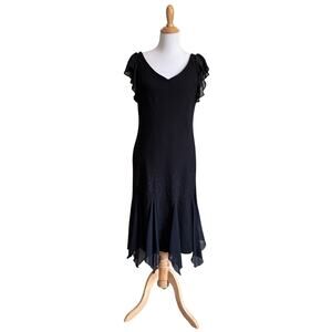 Vintage S.L. Fashions Whimsigoth Dress Y2K Fairy Grunge Beaded Black Witchy
